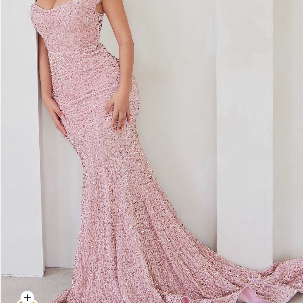 Fashion Nova Pink Sequin Strapless Dress